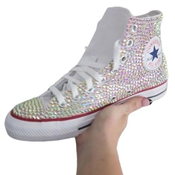 Bedazzled Bling High Top Converse Shoes AB Rhinestones